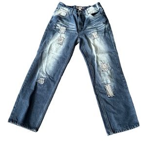 Boys Size 18 Champs Distressed Blue Jeans Straight leg